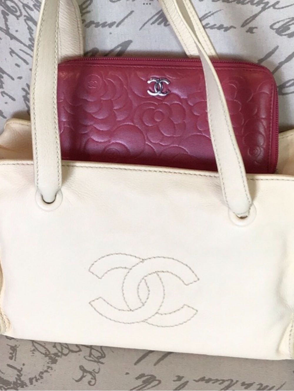 CHANEL CC Logo Leather Shoulder Bag and Wallet Bundle
